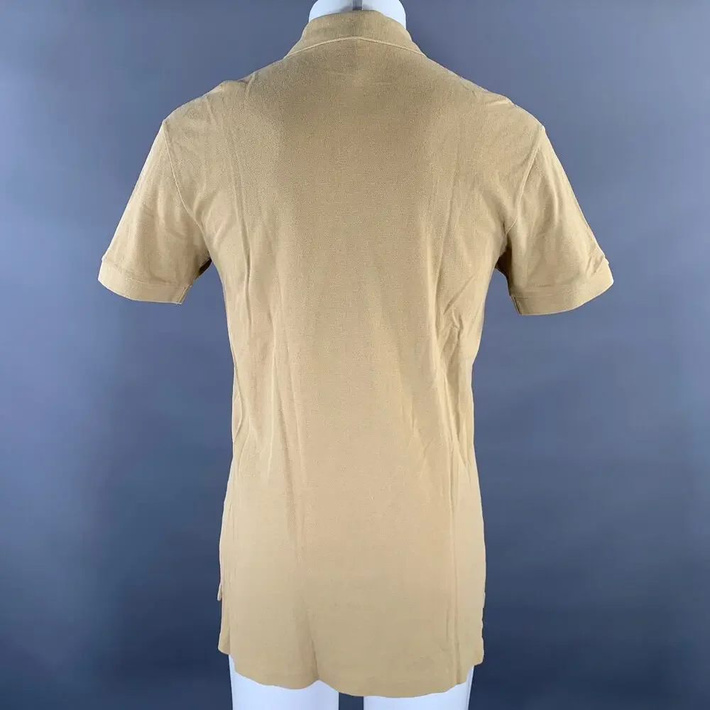 RALPH LAUREN Size S Khaki Brown Logo Cotton Ribbed Polo